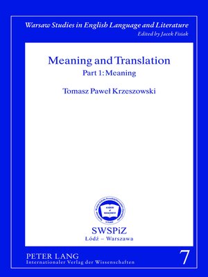 cover image of Meaning and Translation
